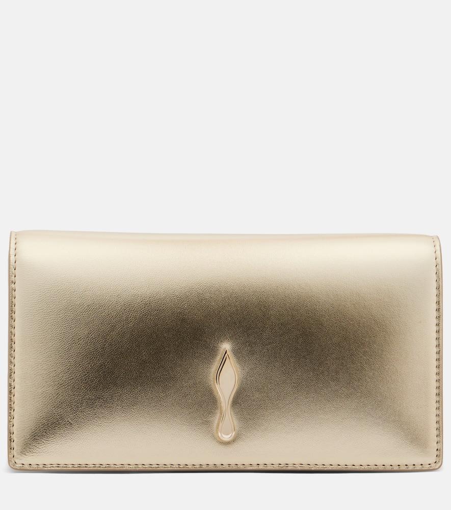 christian louboutin bettina small metallic leather clutch