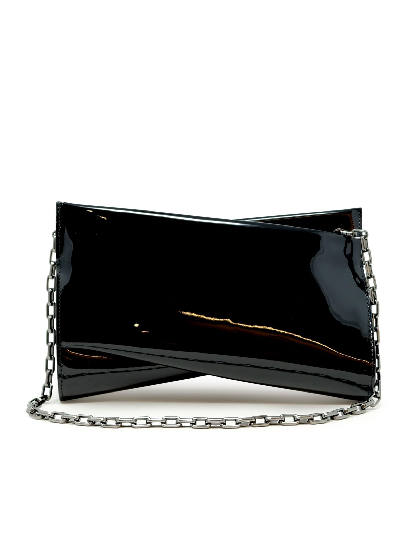 christian louboutin black patent loubitwist clutch bag