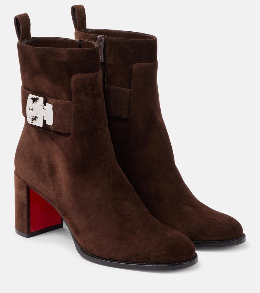 christian louboutin booty lock 70 suede ankle boots