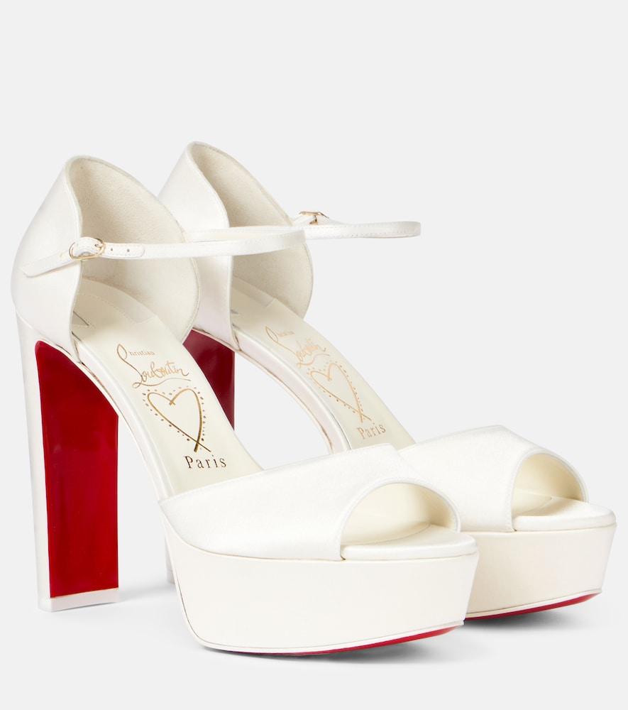 christian louboutin bridal sandaloo 130 crêpe satin platform sandals