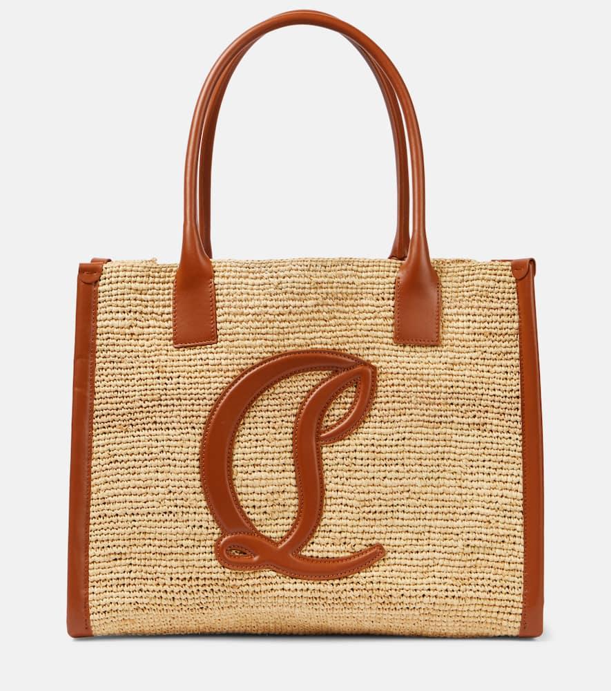 christian louboutin by my side e/w large raffia tote bag
