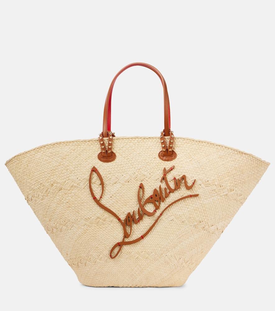 christian louboutin cabata large raffia tote bag