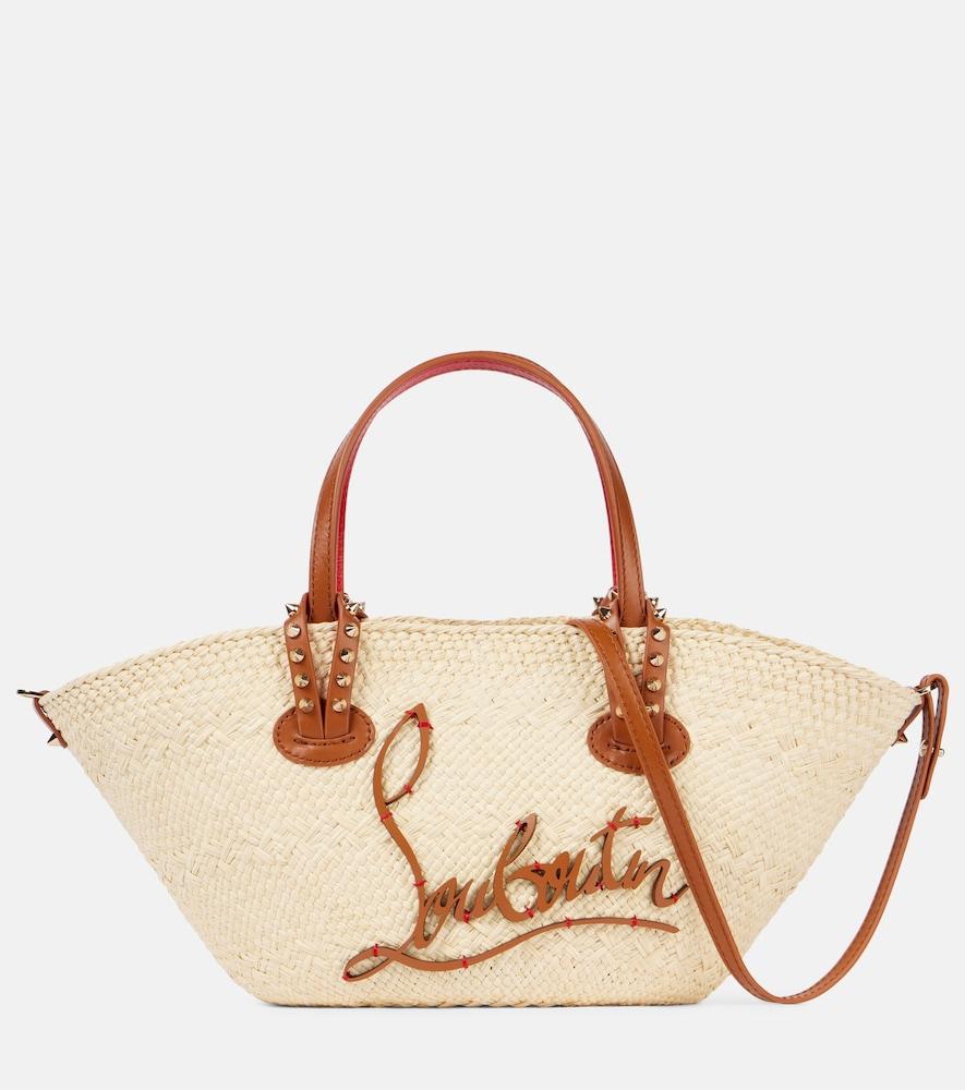 christian louboutin cabata mini raffia basket bag