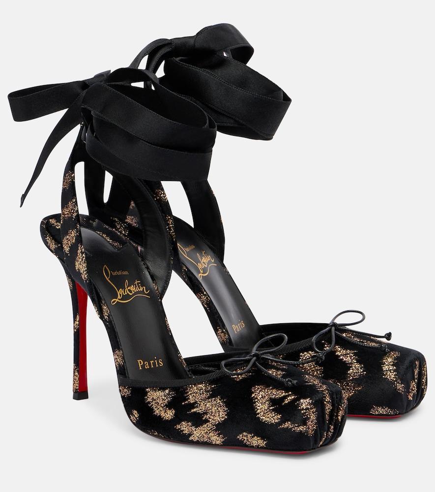 christian louboutin cassia 100 velvet and lamé pumps