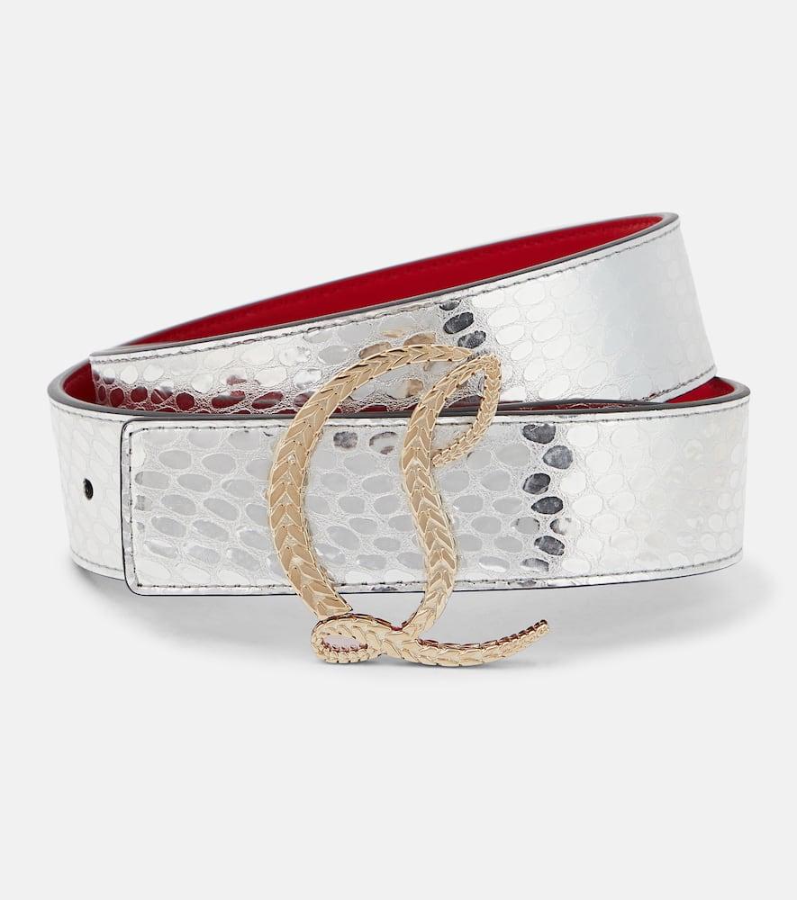 christian louboutin cl 35mm metallic leather belt