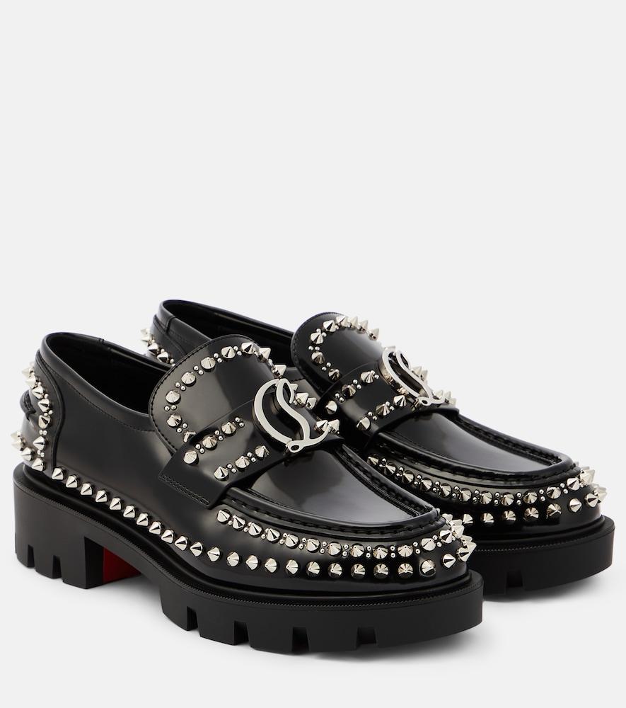 christian louboutin cl moc lug spikes leather loafers