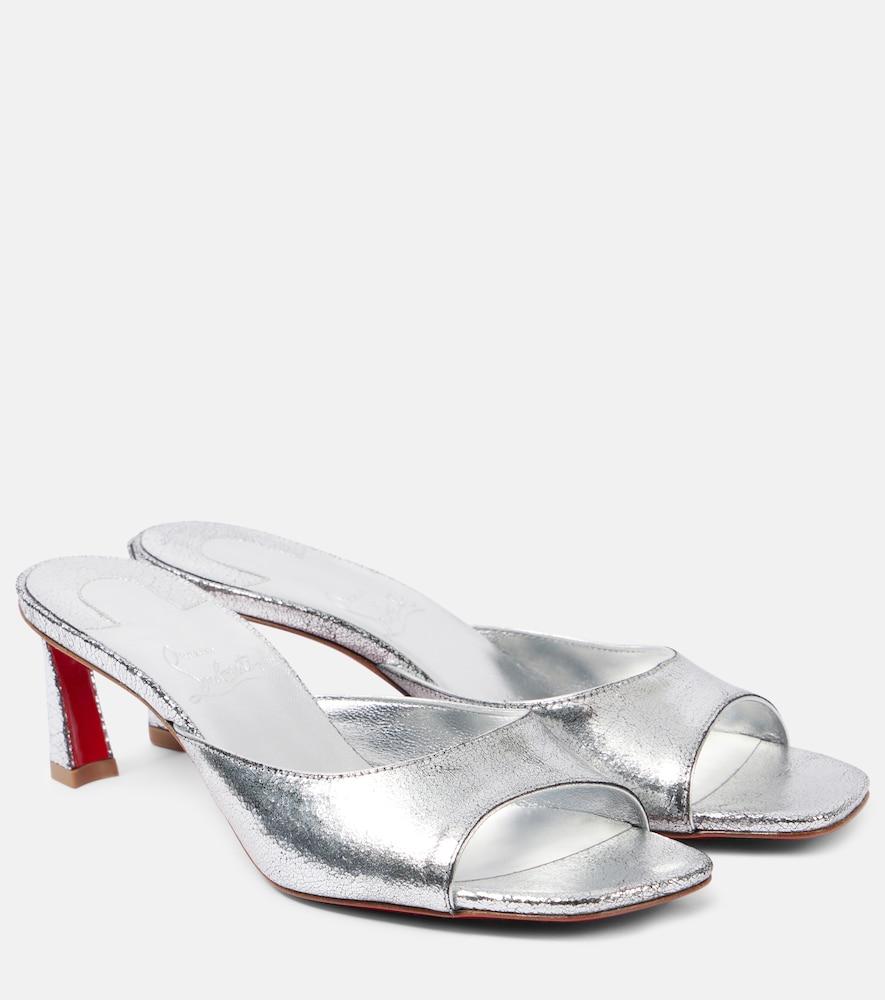 christian louboutin condora 55 metallic leather mules