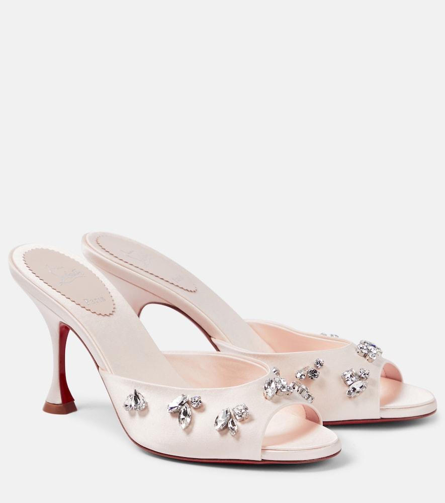 christian louboutin degraqueen 85 embellished crêpe mules