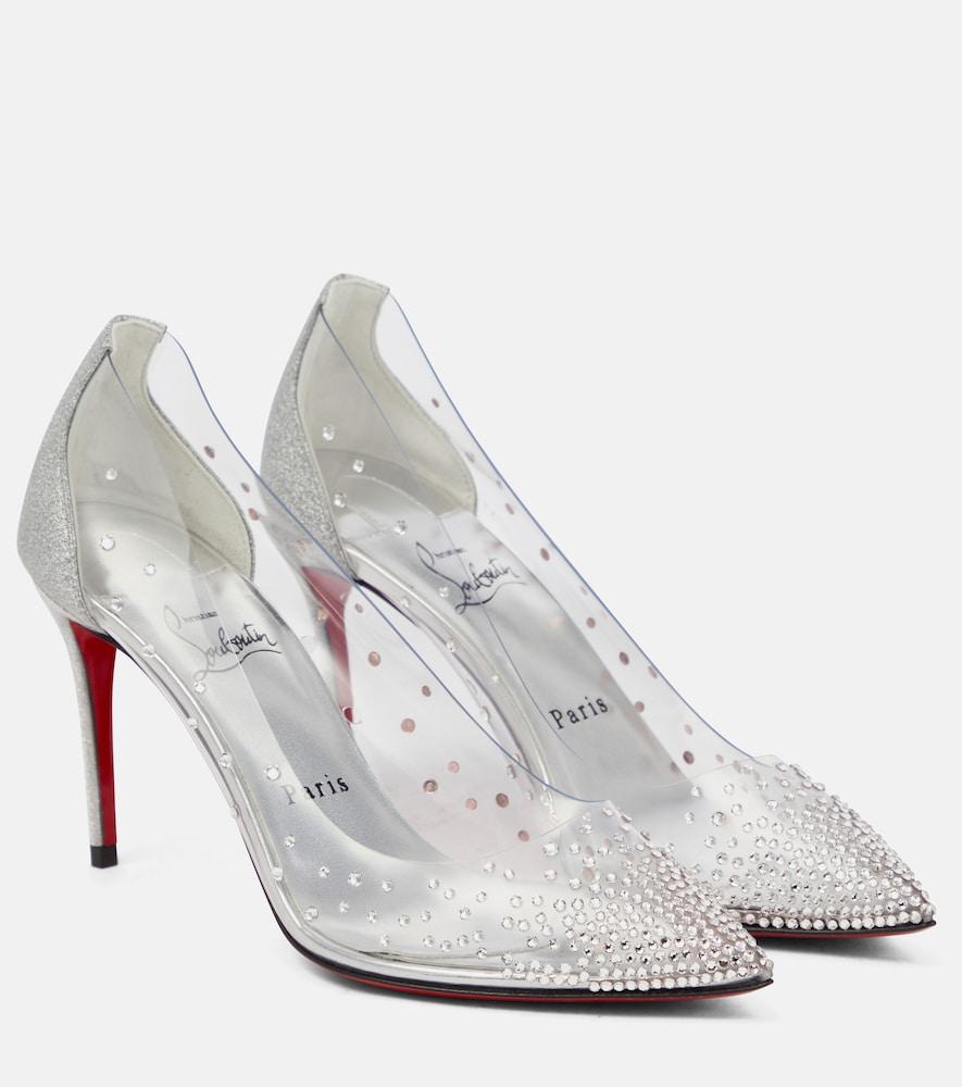 christian louboutin degrastrass 85 embellished pvc pumps