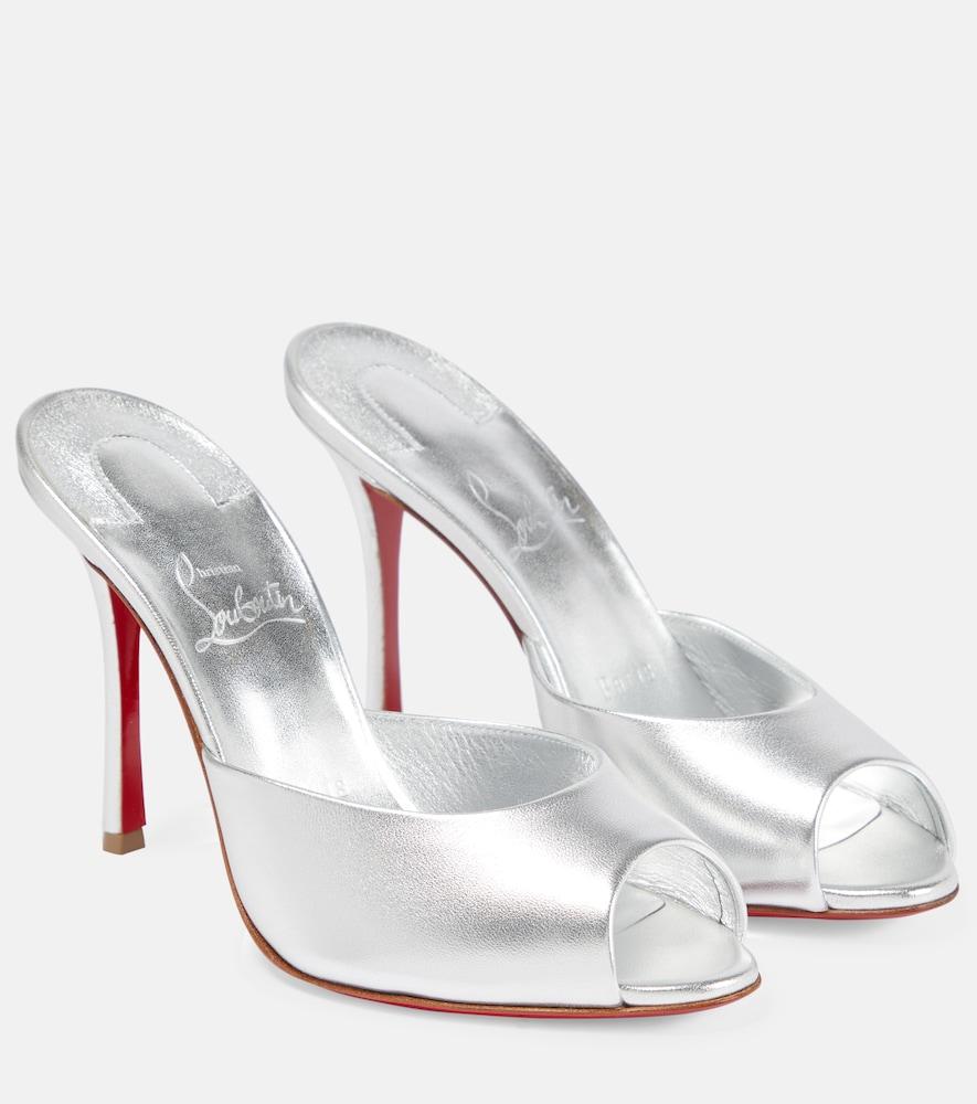 christian louboutin dolly metallic leather mules