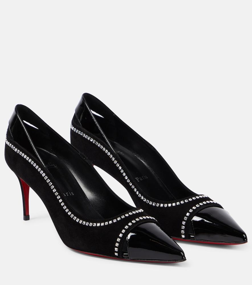 christian louboutin duvette strass 70 patent leather pumps