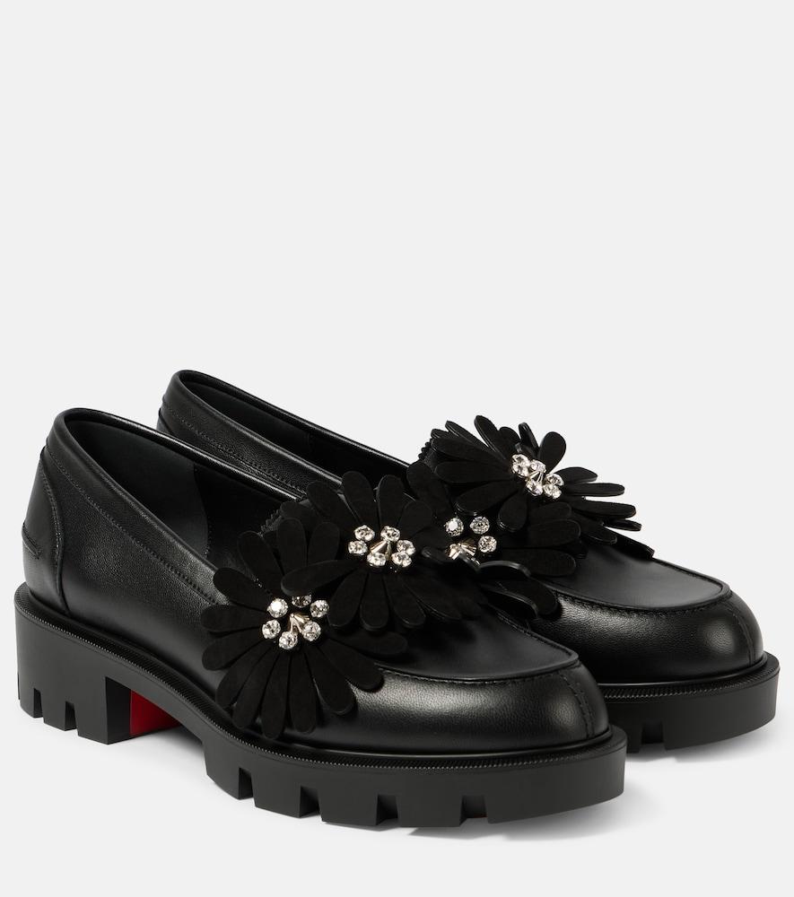 christian louboutin flora moc embellished leather loafers