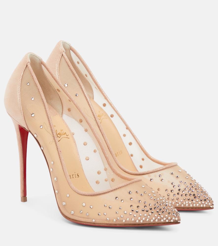 christian louboutin follies strass embellished mesh pumps