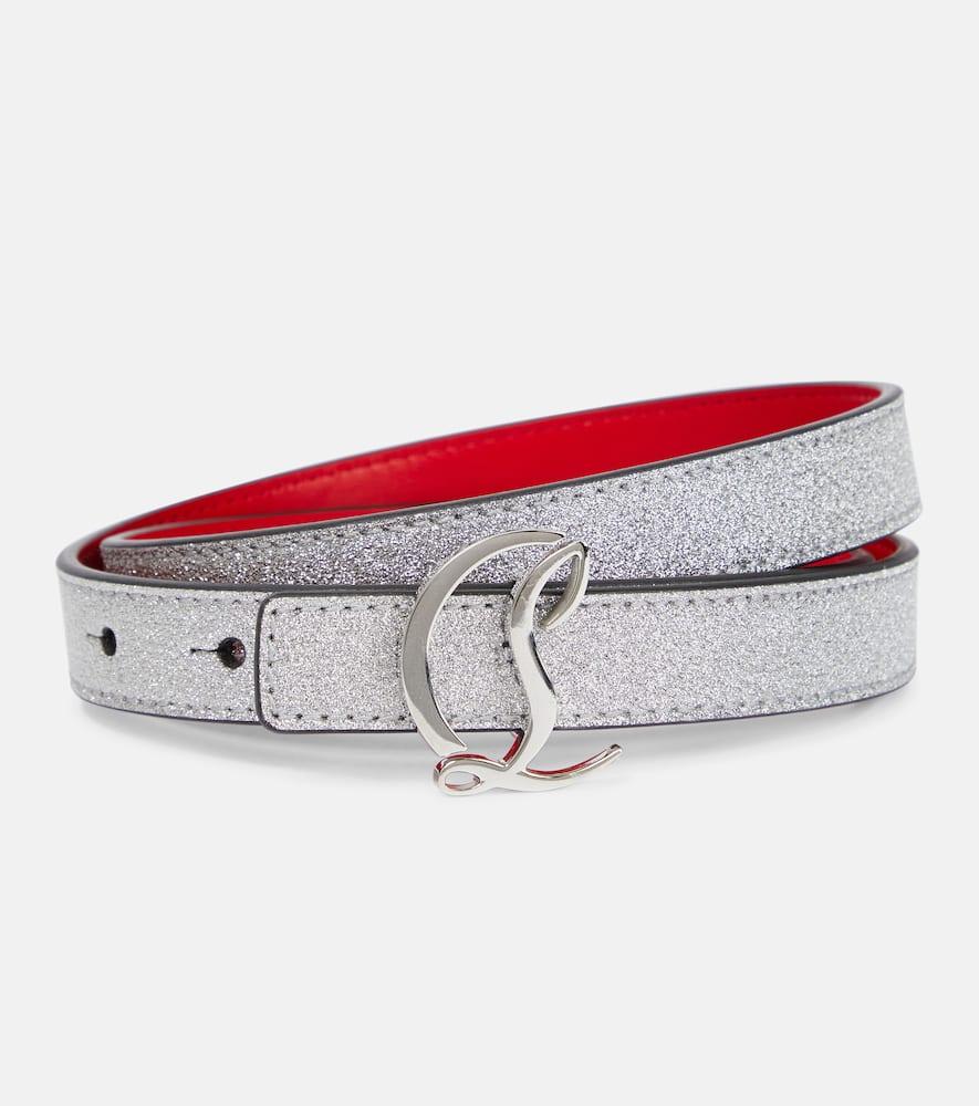 christian louboutin glitter logo leather belt