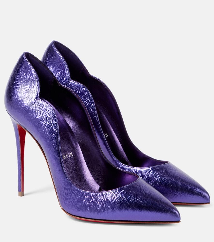 christian louboutin hot chick 100 metallic leather pumps