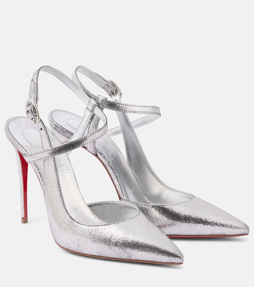 christian louboutin jenlove 100 metallic leather slingback pumps