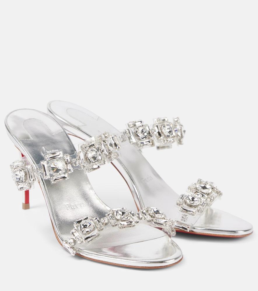 christian louboutin just jewel 85 embellished pvc mules