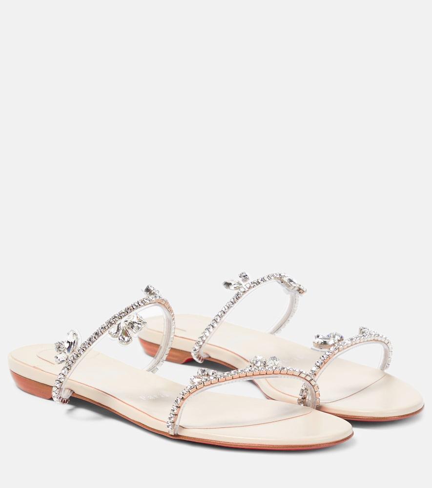 christian louboutin just queenie leather and pvc sandals