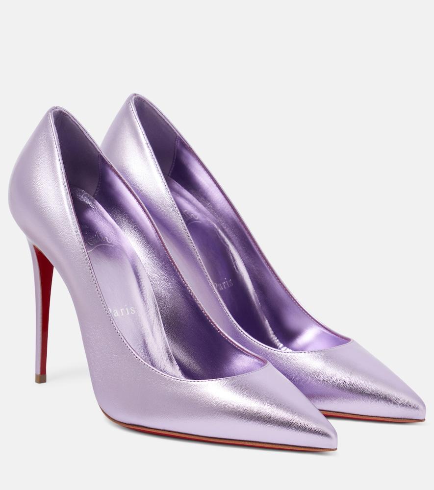 christian louboutin kate 100 metallic leather pumps