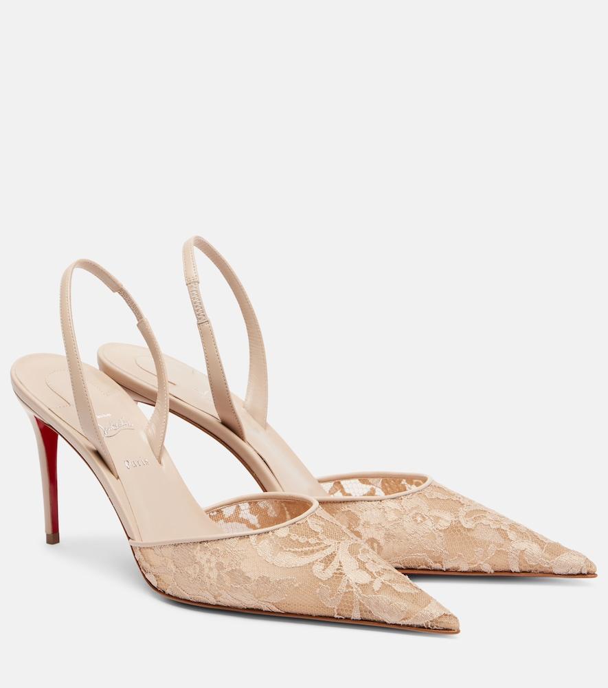 christian louboutin lace slingback pumps