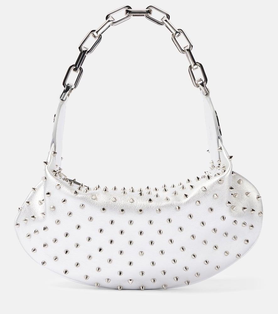 christian louboutin le 54 spiked metallic leather shoulder bag