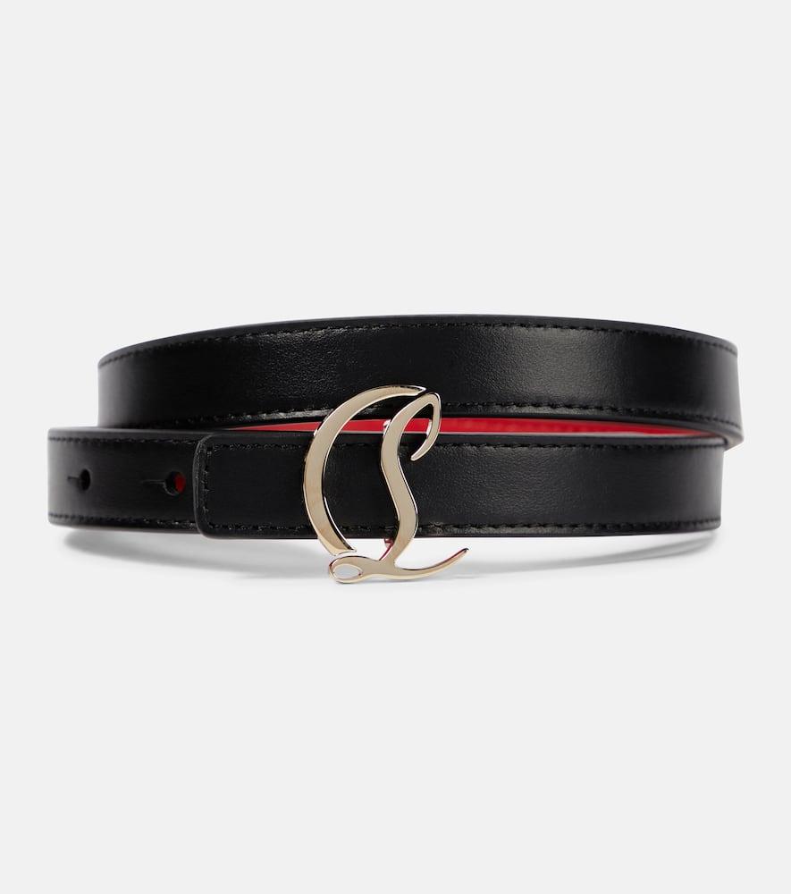 christian louboutin logo leather belt