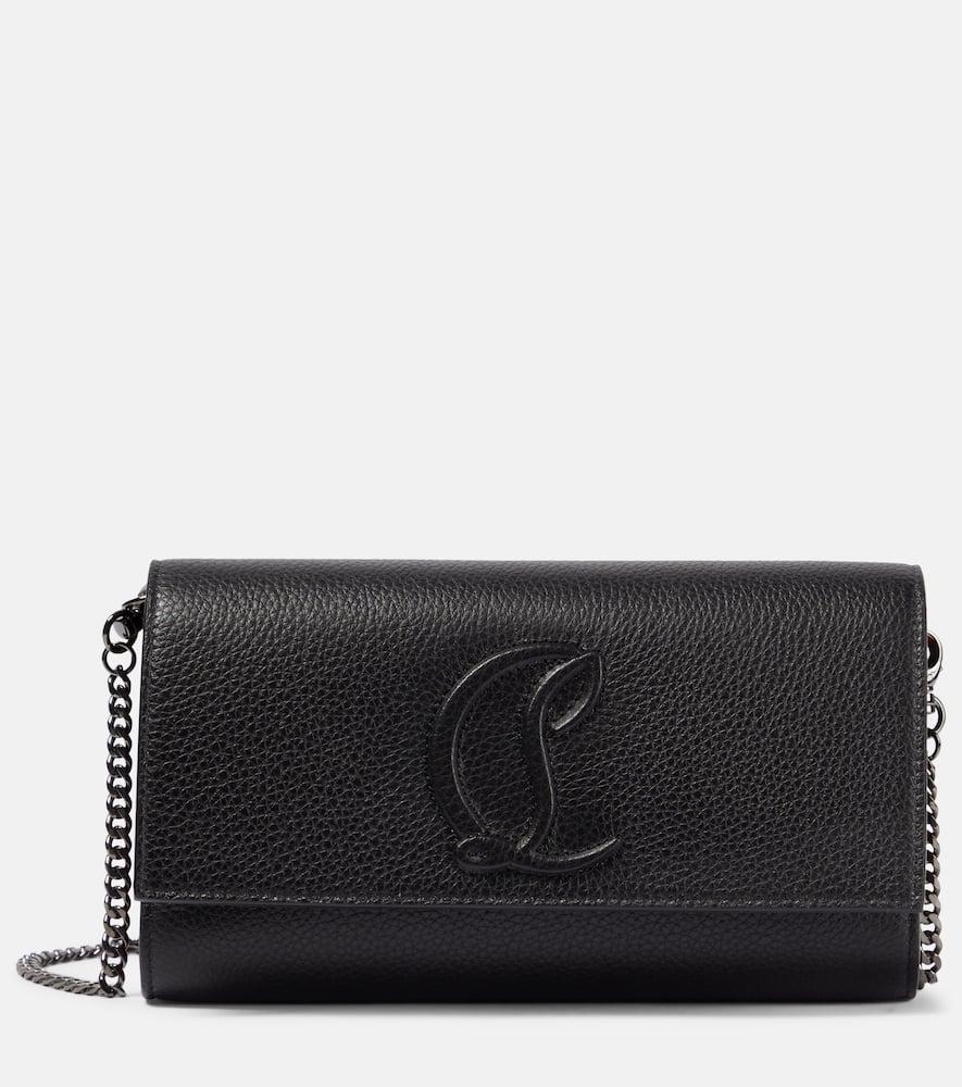 christian louboutin logo leather wallet on chain