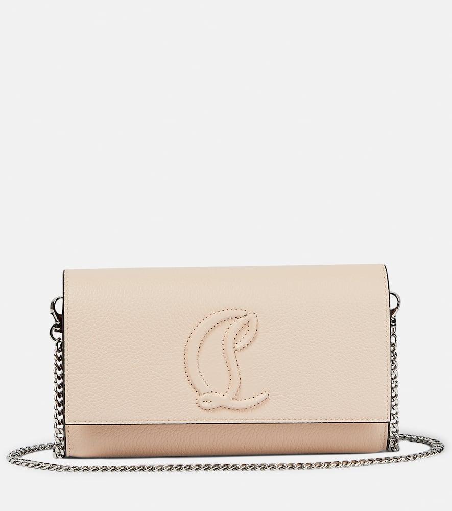 christian louboutin logo leather wallet on chain