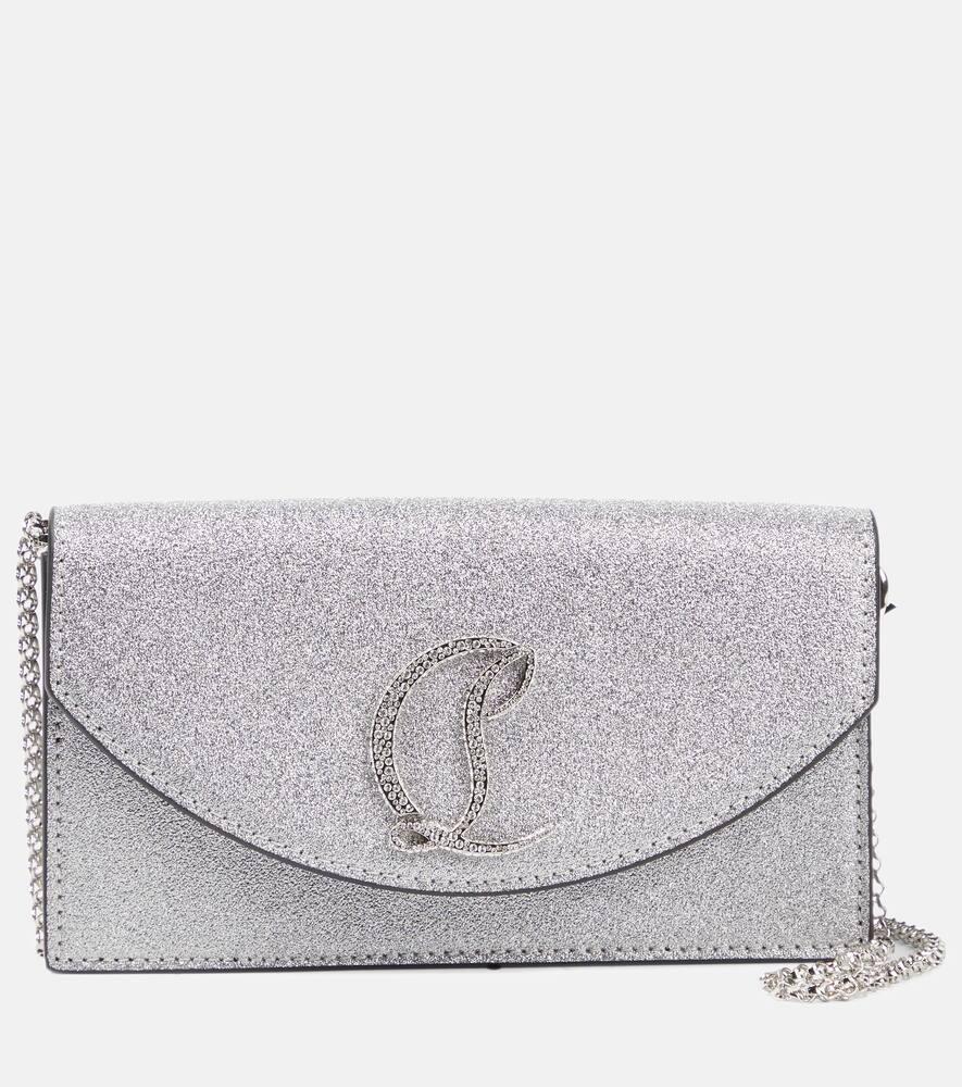 christian louboutin loubi54 glitter leather clutch