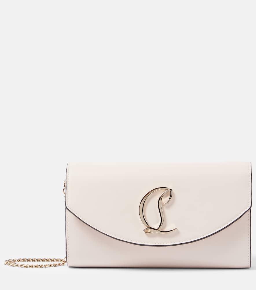 christian louboutin loubi54 leather clutch with chain
