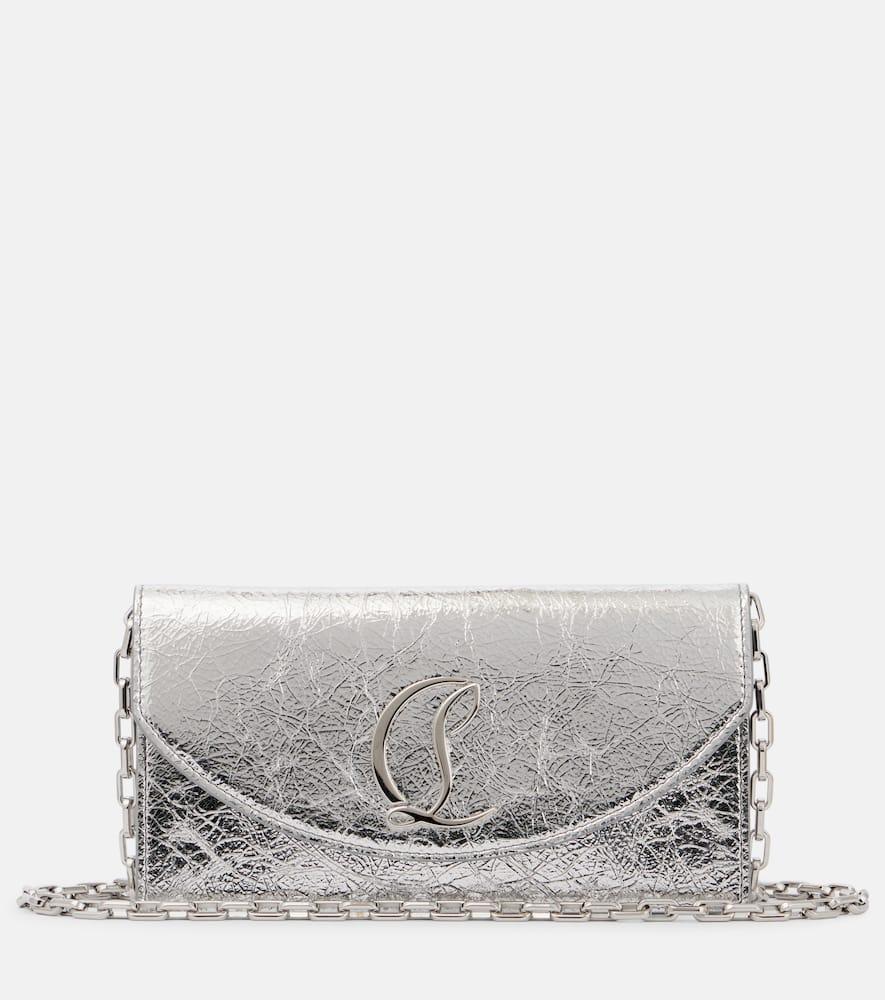 christian louboutin loubi54 metallic leather clutch