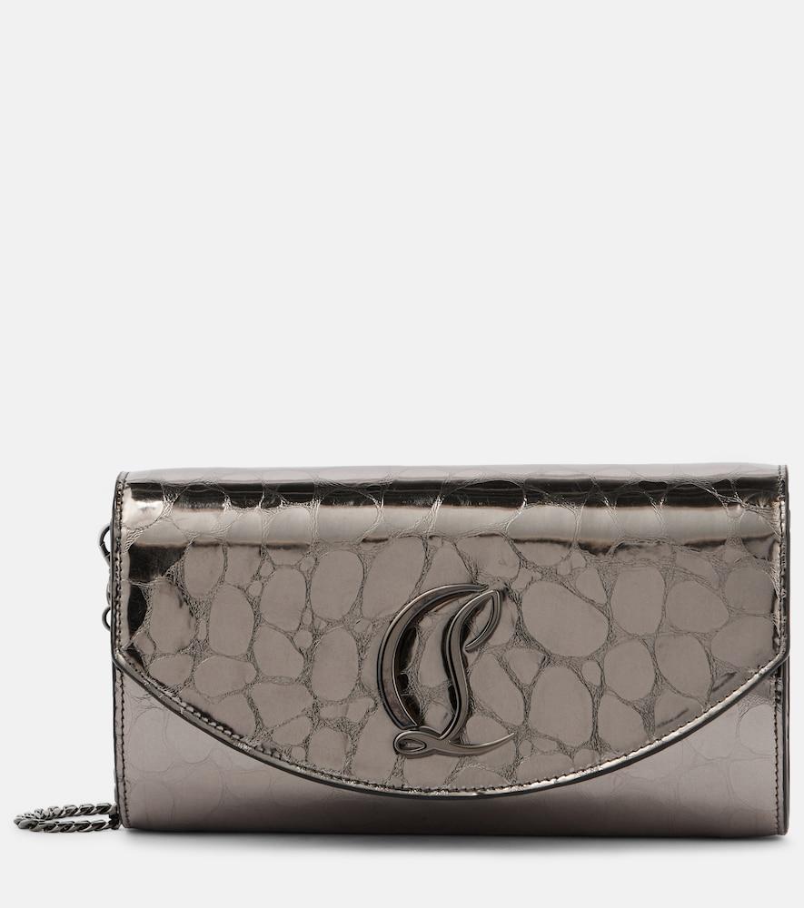 christian louboutin loubi54 metallic leather wallet on chain