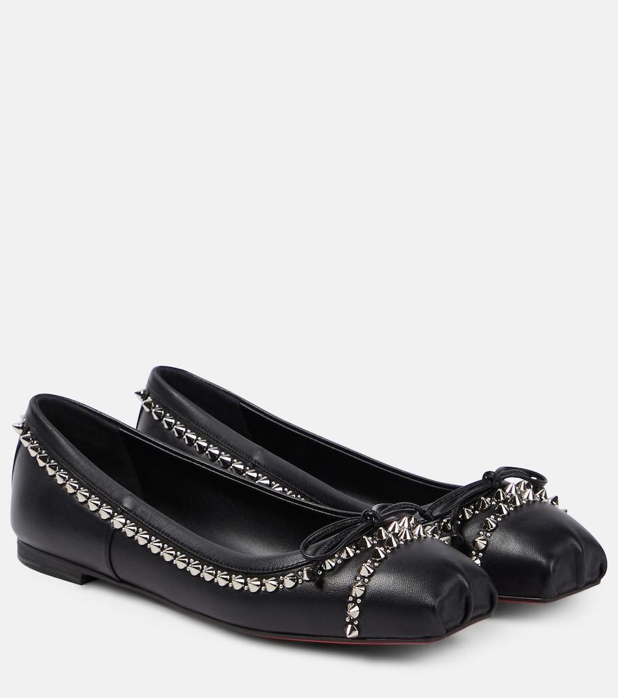 christian louboutin mamadrague spikes embellished leather ballet flats