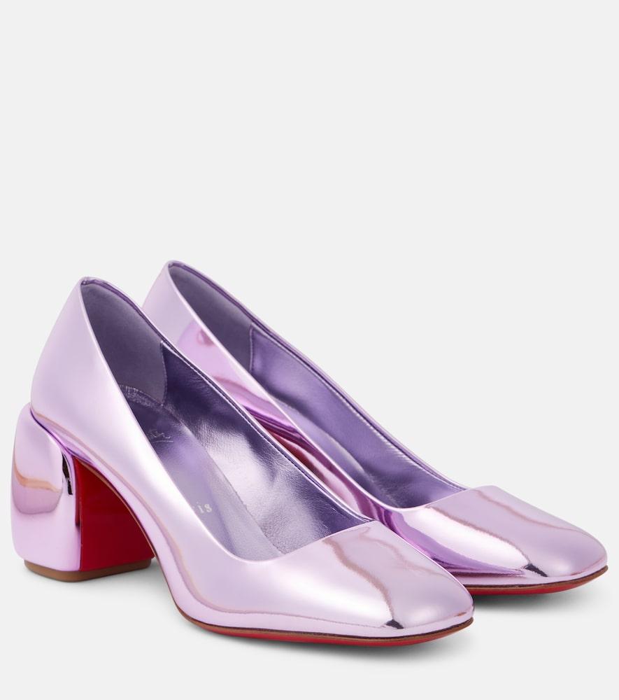 christian louboutin minny 70 metallic leather pumps