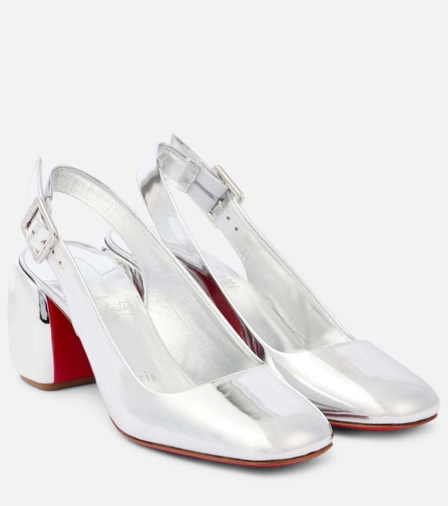 christian louboutin minny 70 metallic leather slingback pumps