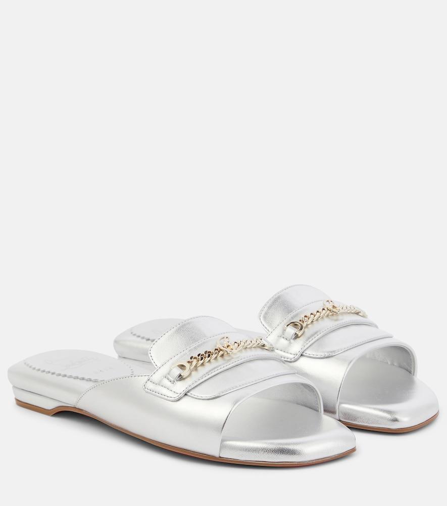 christian louboutin miss mj metallic leather mules