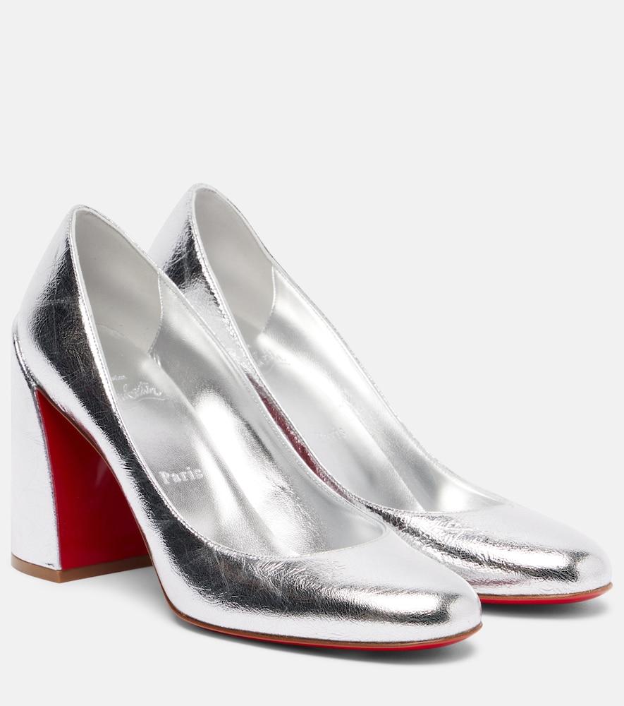 christian louboutin miss sab 85 metallic leather pumps