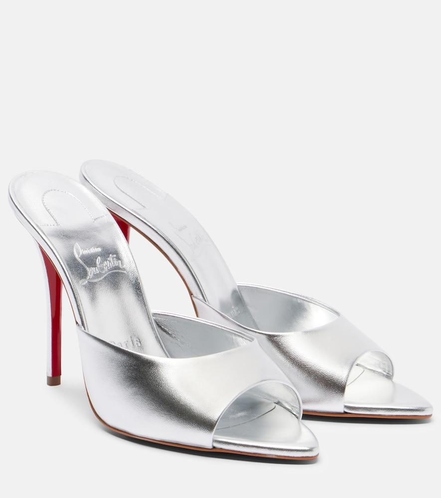 christian louboutin miss z 100 metallic leather mules