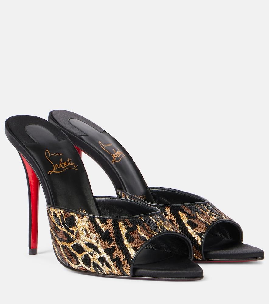 christian louboutin miss z 100 sequined satin mules