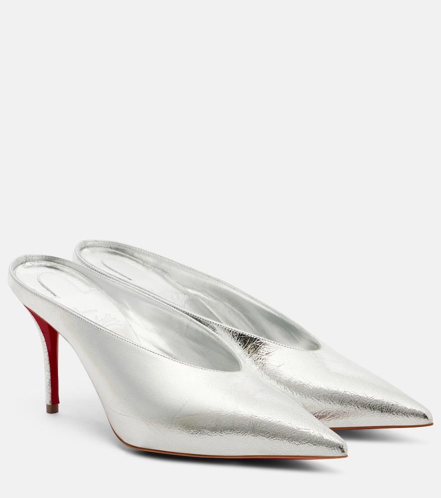 christian louboutin miss z 80 metallic leather mules