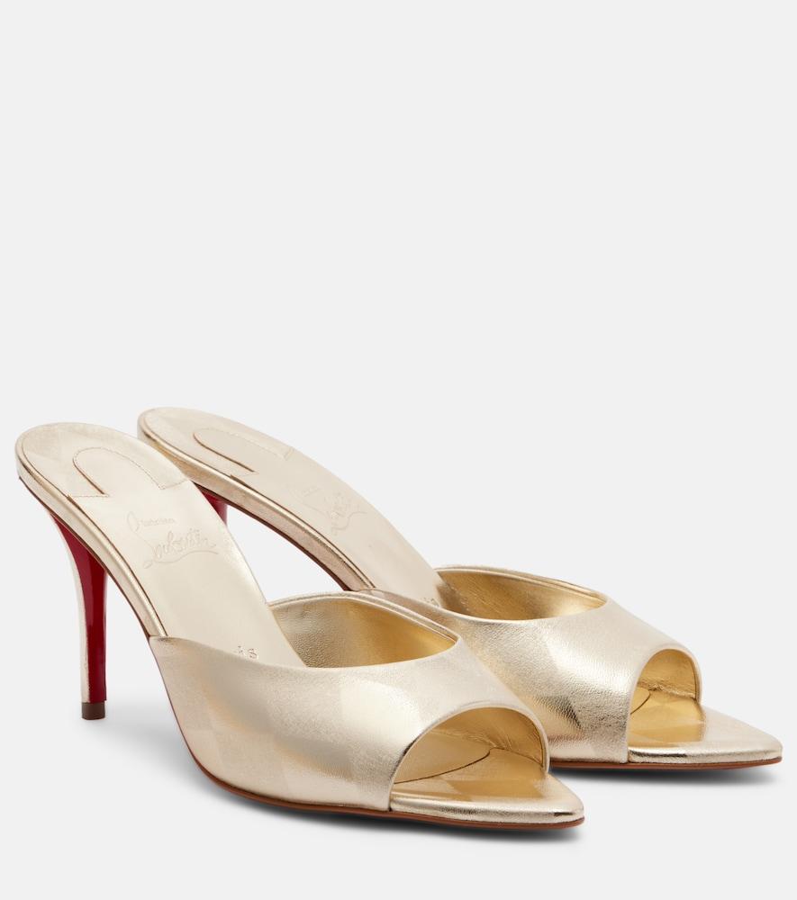 christian louboutin miss z metallic leather mules