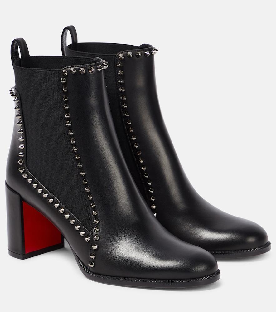 christian louboutin out line spikes leather ankle boots