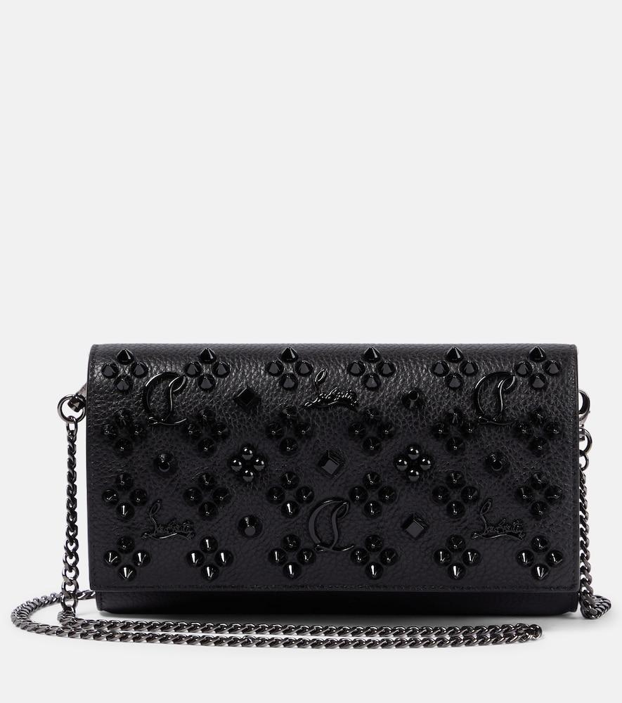 christian louboutin paloma embellished leather wallet on chain