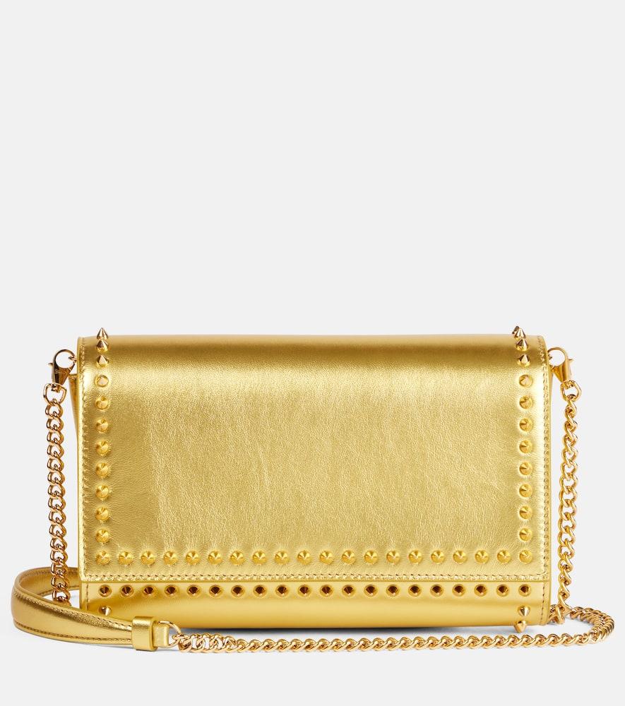 christian louboutin paloma spiked metallic leather clutch