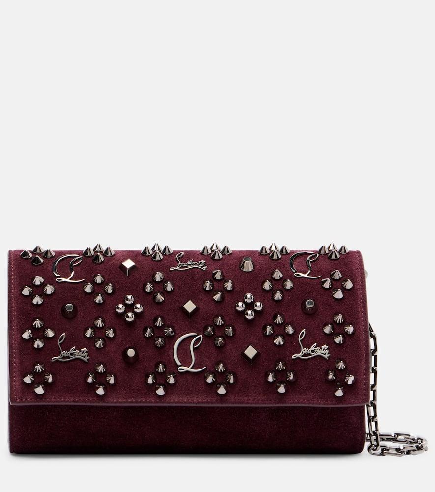 christian louboutin paloma studded suede wallet on chain