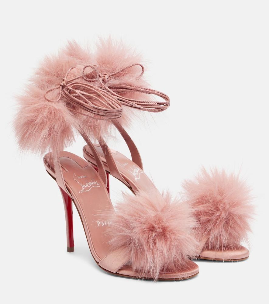 christian louboutin patapompom 100 crêpe satin sandals
