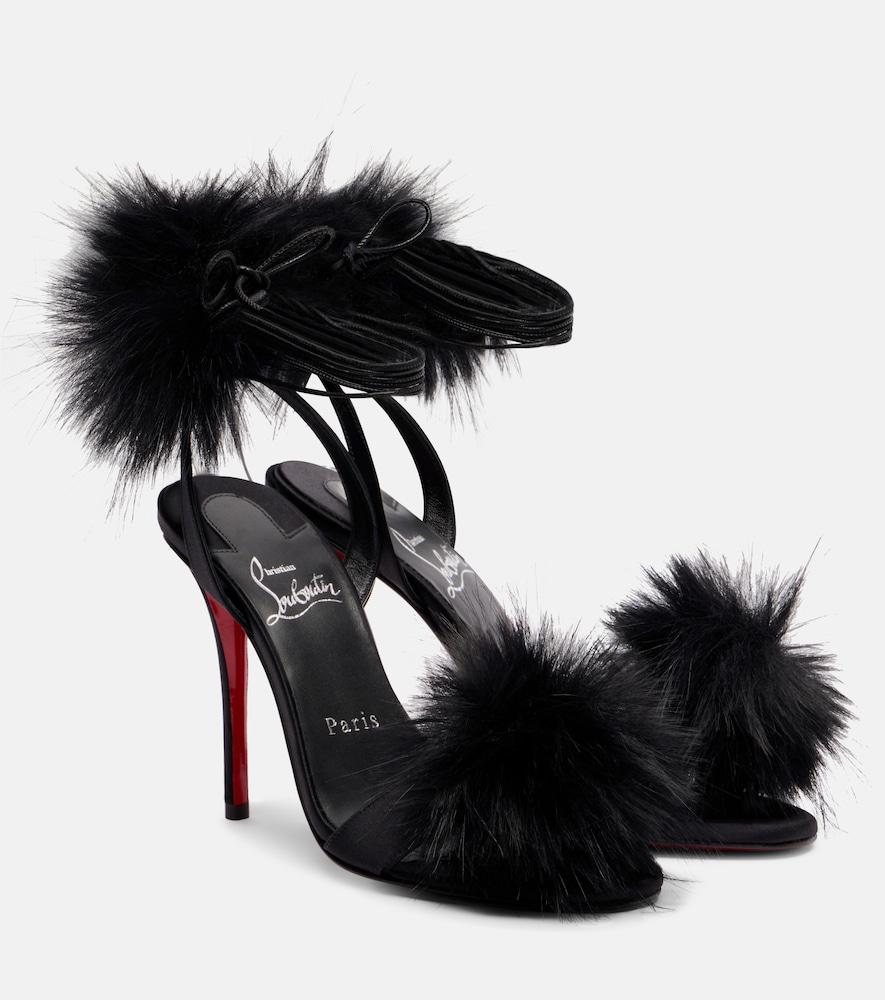 christian louboutin patapompom 100 crêpe satin sandals