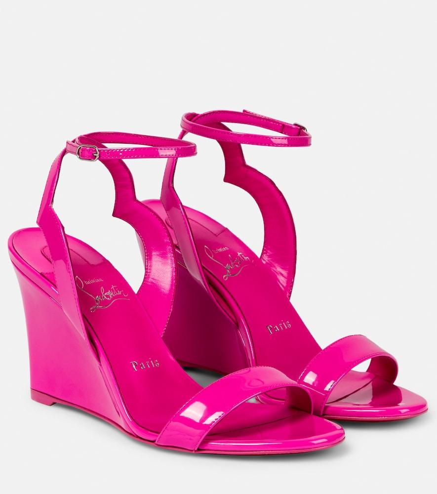 christian louboutin patent leather wedge sandals