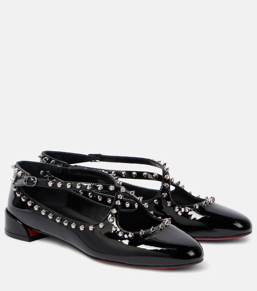 christian louboutin pilouta jane spiked patent leather ballet flats