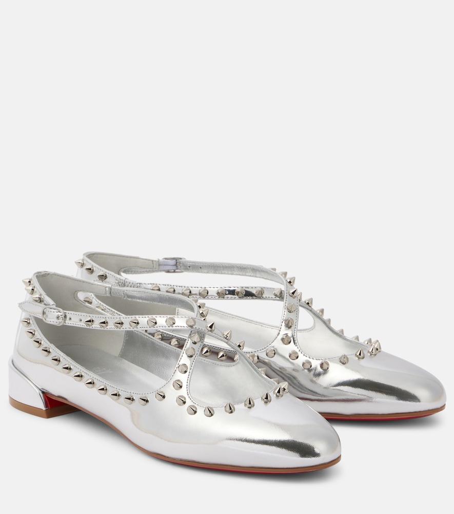 christian louboutin pilouta jane spikes leather ballet flats